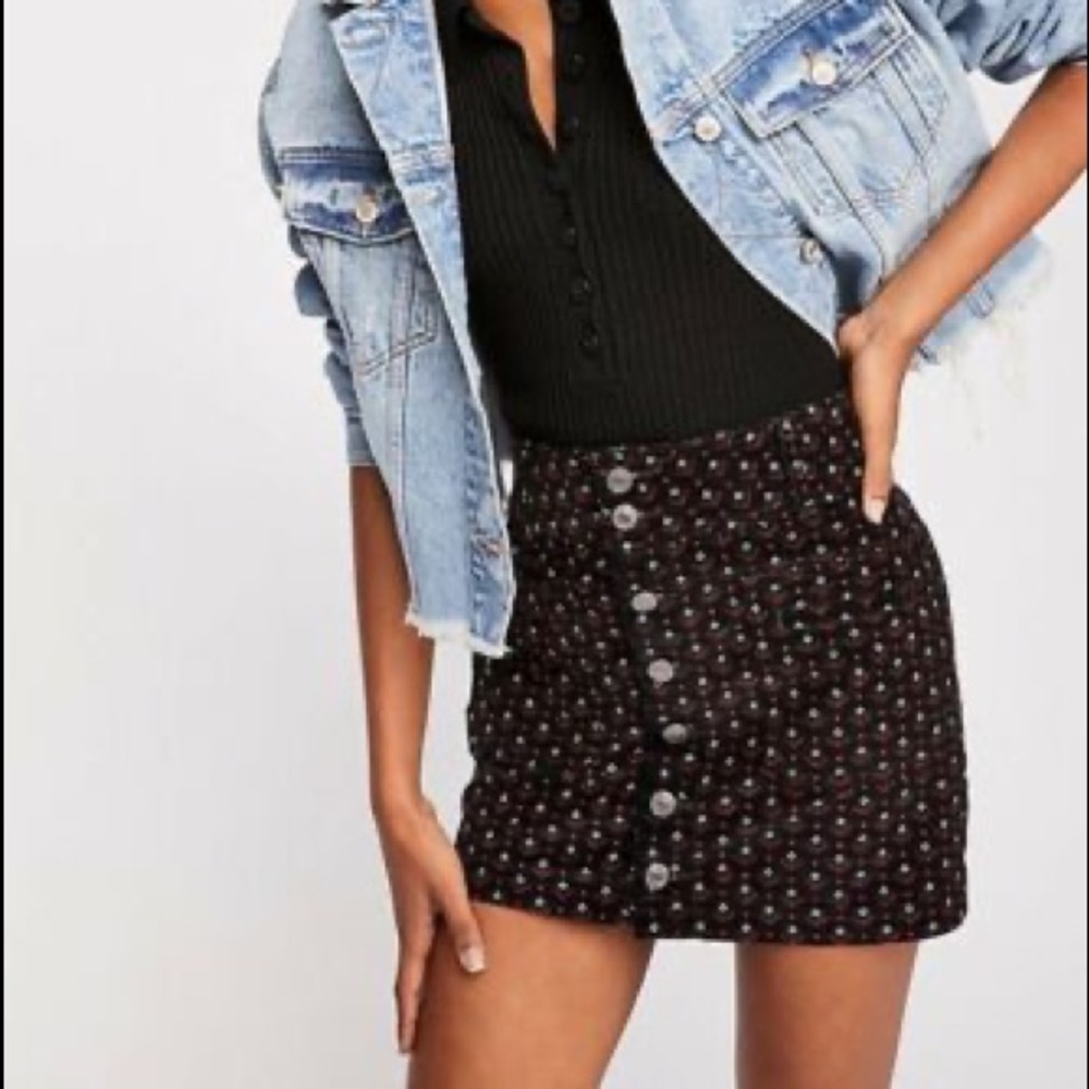 free people geometric print corduroy skirt - Picture 2 of 8